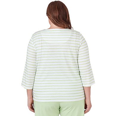 Plus Size Alfred Dunner Asymmetrical Stripe Floral Top