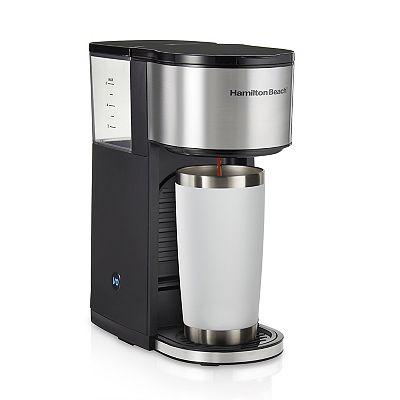 Stainless Steel Hamilton Beach Single Brew Coffee Maker 2-Way Coffee Maker,  Single-Serve 12 Cup
