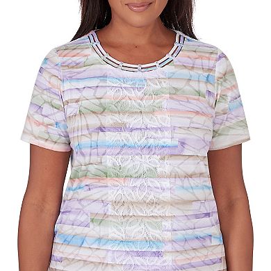 Petite Alfred Dunner Watercolor Striped Top