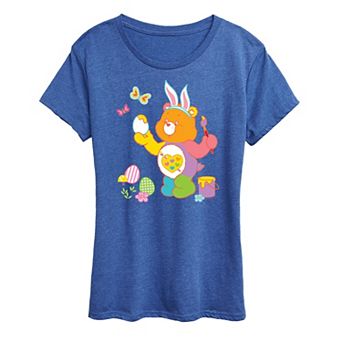 Women's Care Bears Painting Easter Eggs Graphic Tee