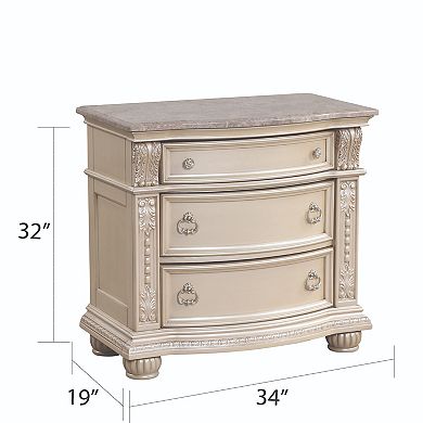 Roma Traditional Style 3-Drawer Nightstand Made with Wood