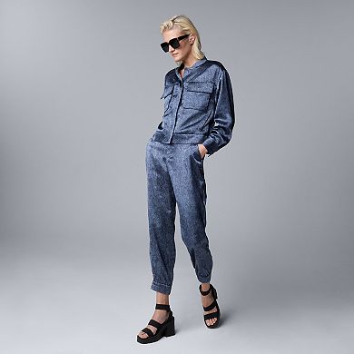 Women's Simply Vera Vera Wang Satin Denim Bomber Jacket