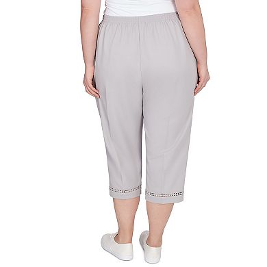 Plus Size Alfred Dunner Pull-On Capri Pants with Lace Inset Bottom