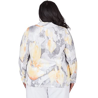 Plus Size Alfred Dunner Abstract Watercolor Button-Up Top