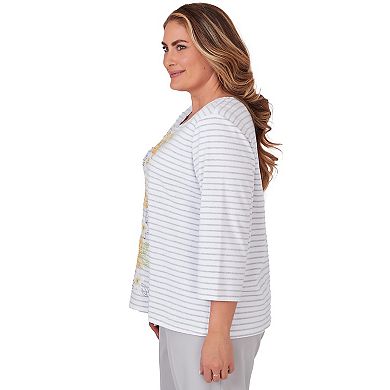 Plus Size Alfred Dunner Striped Embroidered Top