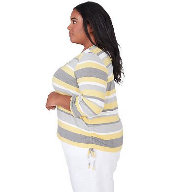 Plus Size Alfred Dunner Striped Side Ruched Top