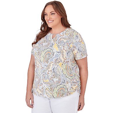 Plus Size Alfred Dunner Paisley Side Ruched Top