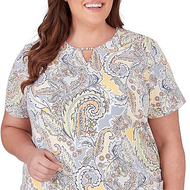 Plus Size Alfred Dunner Paisley Side Ruched Top