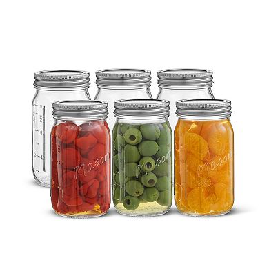 JoyJolt Regular Mason Jar 6-Piece Set with Airtight Lids and Labels