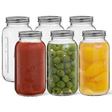 JoyJolt Regular Mason Jar 6-Piece Set with Airtight Lids and Labels