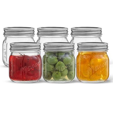 JoyJolt Regular Mason Jar 6-Piece Set with Airtight Lids and Labels