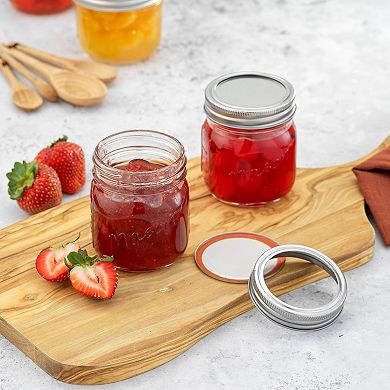 JoyJolt Regular Mason Jar 6-Piece Set with Airtight Lids and Labels
