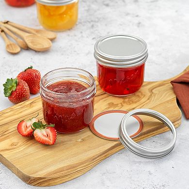 JoyJolt Wide Mason Jar 6-Piece Set with Airtight Lids and Labels