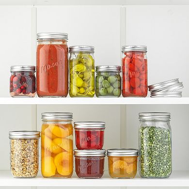 JoyJolt Wide Mason Jar 6-Piece Set with Airtight Lids and Labels