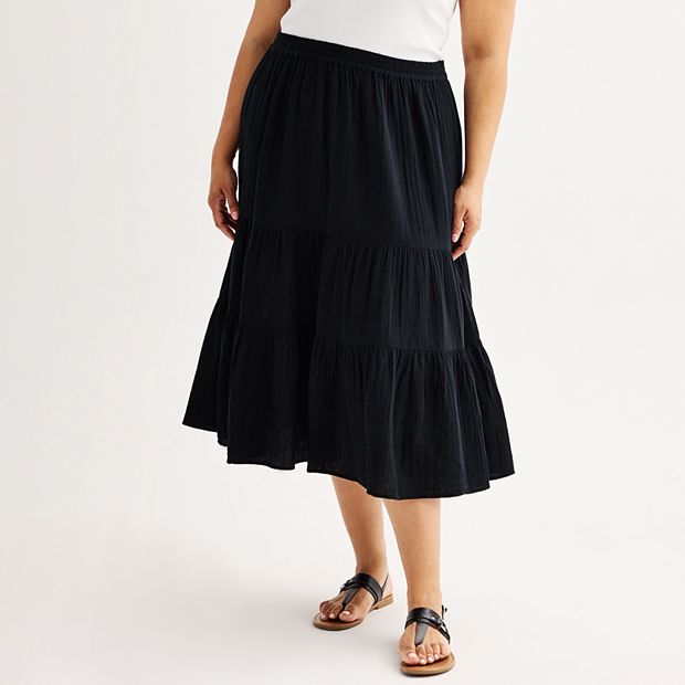 Plus Size Sonoma Goods For Life Tiered Long Midi Skirt