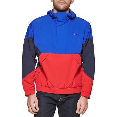 Men s Tommy Hilfiger Taslan Fly Front Hooded Popover Jacket Size XXL Navy
