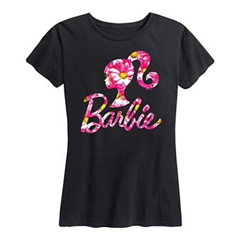 Women's Barbie Logo Pink Daisy Pattern Graphic Tee