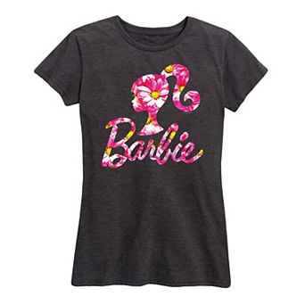 Women's Barbie Logo Pink Daisy Pattern Graphic Tee