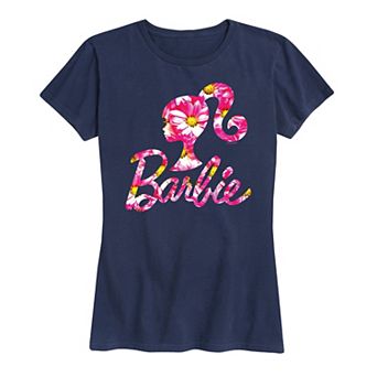 Women's Barbie Logo Pink Daisy Pattern Graphic Tee