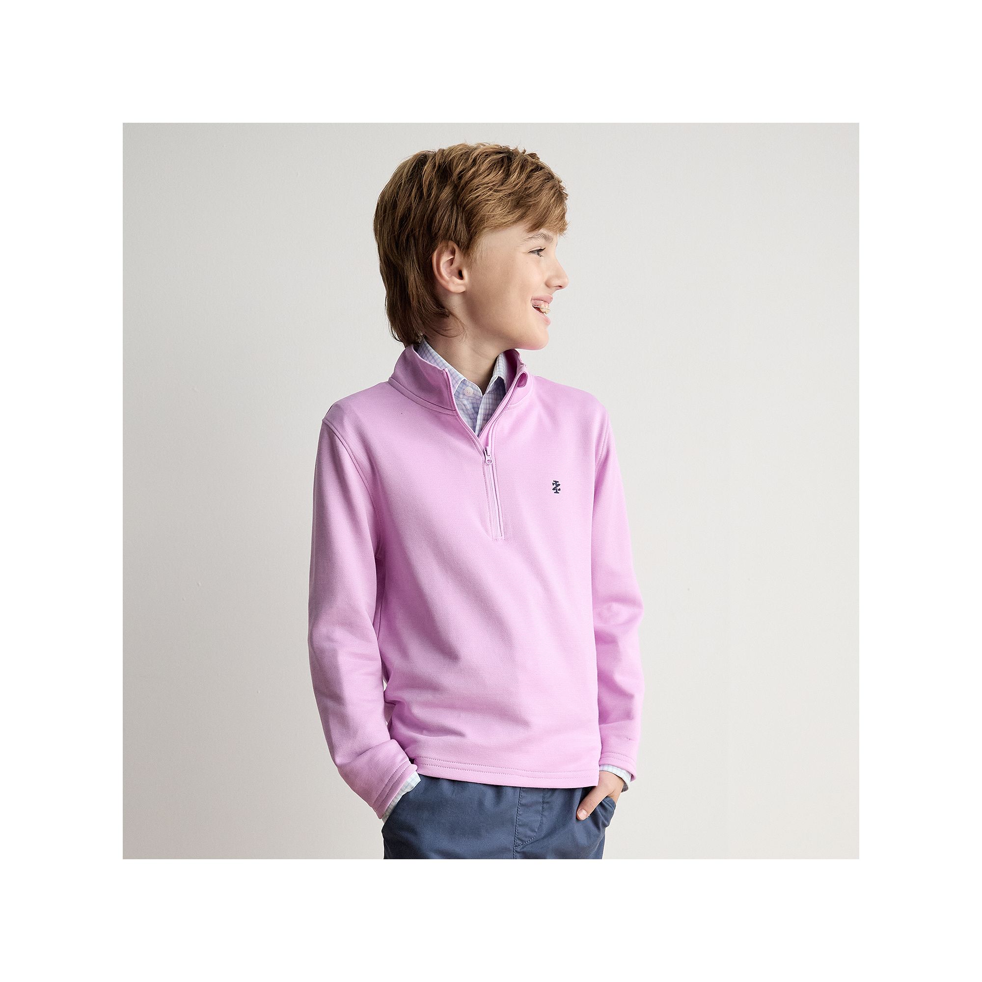 Boys 8-20 IZOD Feeder Stripe Quarter-Zip Pullover, Boys, Pink