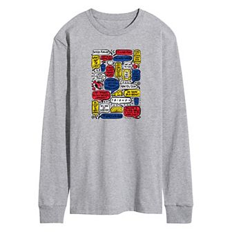 Men's Friends Quotes Speech Bubbles Long Sleeve Graphic Tee