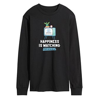 Men's Friends Happiness Watching Friends Long Sleeve Graphic Tee