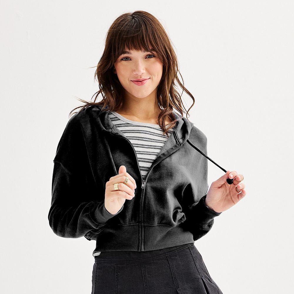 Juniors' SO® Favorite Cropped Full-Zip Hoodie