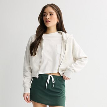 Juniors' SO® Favorite Cropped Full-Zip Hoodie