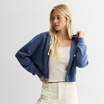 Juniors' SO® Favorite Cropped Full-Zip Hoodie