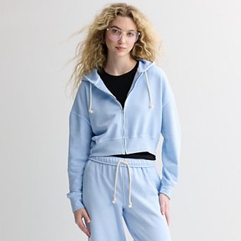 Juniors' SO® Favorite Cropped Full-Zip Hoodie