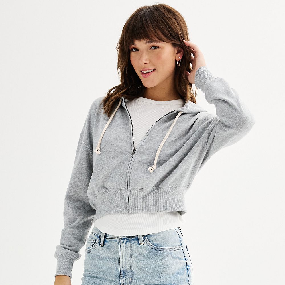 Juniors' SO® Favorite Cropped Full-Zip Hoodie