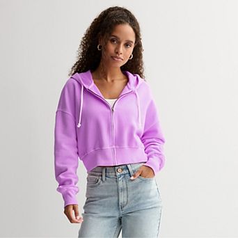 Juniors' SO® Favorite Cropped Full-Zip Hoodie