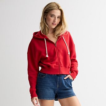 Juniors' SO® Favorite Cropped Full-Zip Hoodie