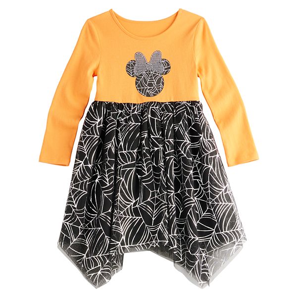 Disney's Minnie Mouse Toddler Girl Spiderweb Halloween Asymmetric Hem Tutu Dress by Jumping Beans® - Orange Web Minnie (12 MONTHS)