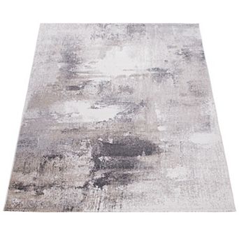 Abstract Area Rug With Modern Pattern In Beige Grey