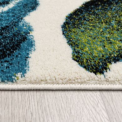 Artful Area Rug Rose Motif In Watercolor Look