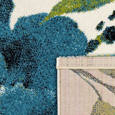 Artful Area Rug Rose Motif In Watercolor Look