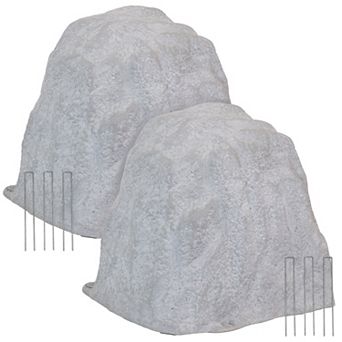 Sunnydaze Outdoor Polyresin Landscape Rock Septic Cover with Stakes - 2-Pack