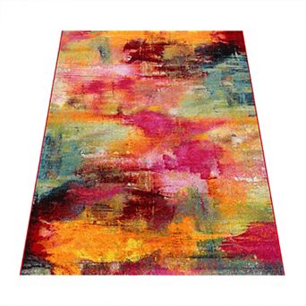 Colorful Area Rug With Artful Design Multicolor Pattern