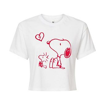 Juniors' Peanuts Broken Heart Cropped Tee