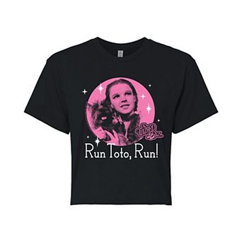 Juniors' Wizard Of Oz Run Toto Run Cropped Tee