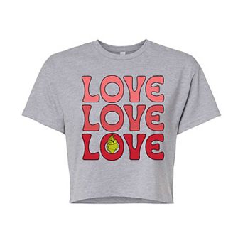 Juniors' Dr. Seuss Grinch Love Cropped Tee