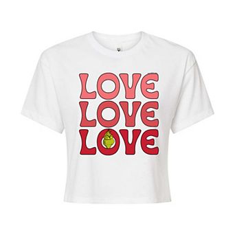 Juniors' Dr. Seuss Grinch Love Cropped Tee