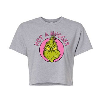 Juniors' Dr. Seuss Grinch Not A Hugger Cropped Tee