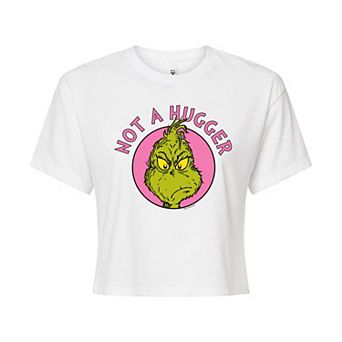 Juniors' Dr. Seuss Grinch Not A Hugger Cropped Tee