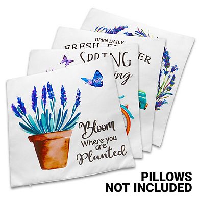 G128 18 X 18 In Spring Farmhouse Flowers Bloom Waterproof Pillow Covers, Set Of 4