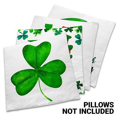 G128 18 X 18 In St Patrick’s Day Gnome Luck Shamrock Waterproof Pillow Covers, Set Of 4