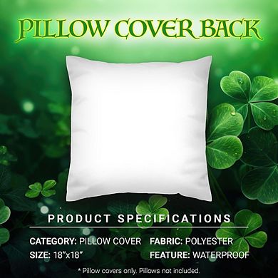 G128 18 X 18 In St Patrick’s Day Gnome Luck Shamrock Waterproof Pillow Covers, Set Of 4