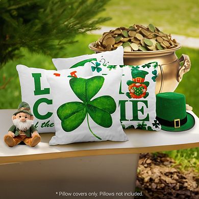 G128 18 X 18 In St Patrick’s Day Gnome Luck Shamrock Waterproof Pillow Covers, Set Of 4