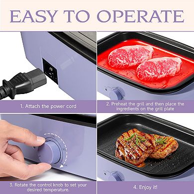 Ventray Essential Every Grill Electric Indoor Grill Set With 3 Removable Nonstick Plates
